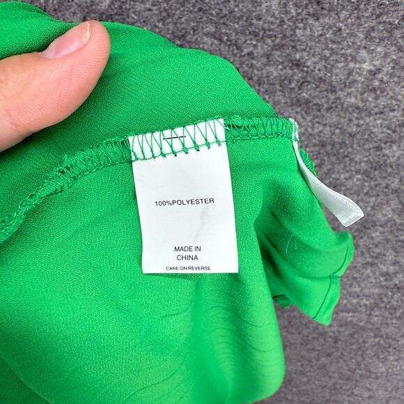 New York & Company Blouse Women 3X Plus Green Sleeveless Wide Strap Pleated - Picture 6 of 7